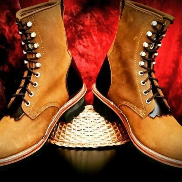 Hand Dyed Brick Red Georgia Logger Boots Georgia Boot Waterproof Logger Boot main image 4